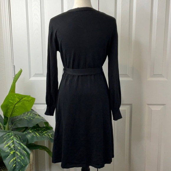 Women's Nina Leonard Balloon Sleeve Midi Black Sweater Dress Size L - Picture 5 of 13